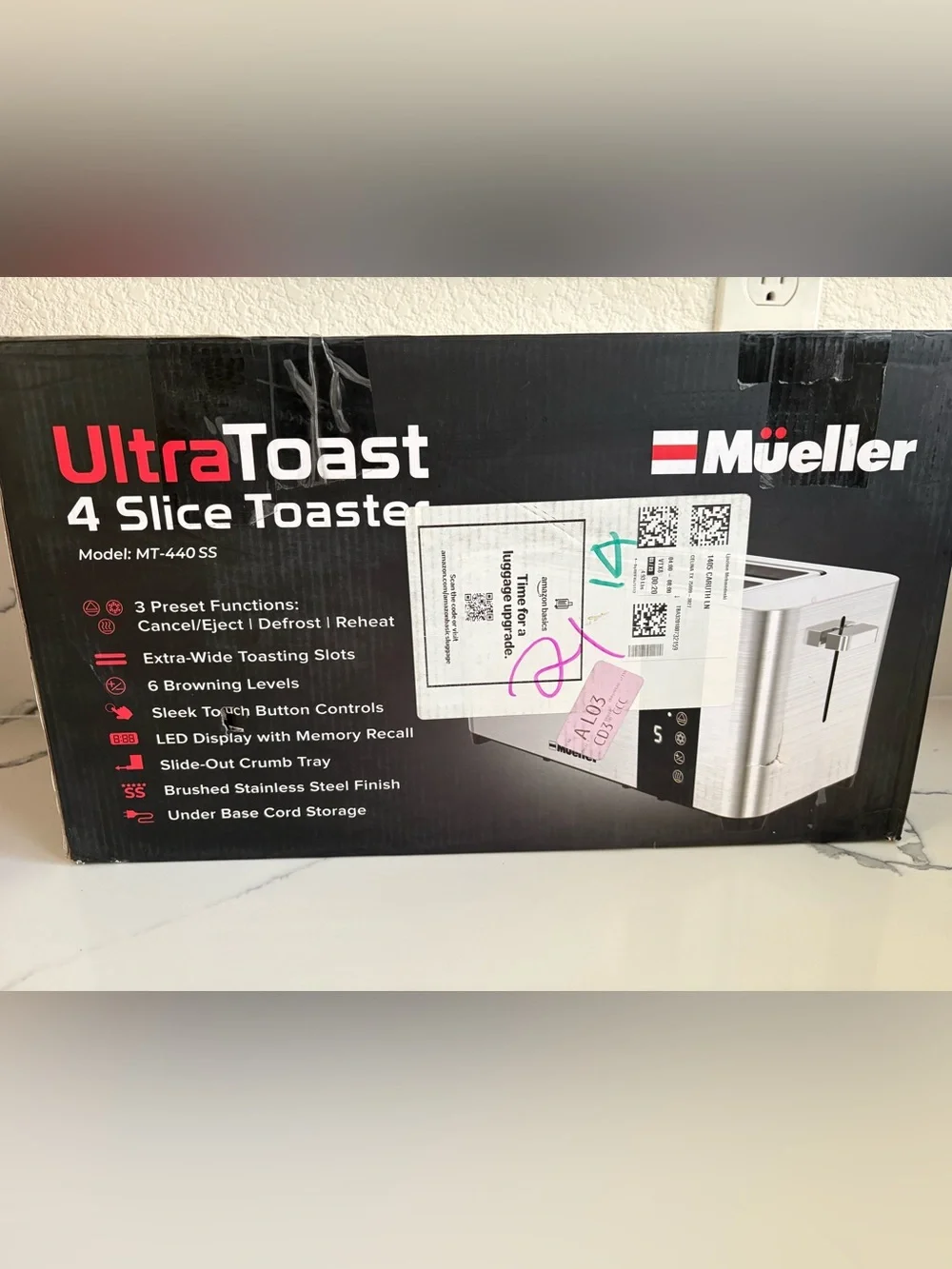 Mueller Stainless Steel Extra Wide 4-Slice Toaster